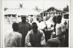 All sorts of people at the ferry in Sankyi