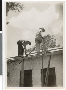 Construction work at the mission station Harmshusen, Adis Abeba, Ethiopia, 1935