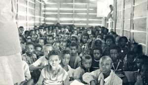 Ethiopia, the Bale Province. Lisbeth Andreasen from Melka Oda: The children singing for us, Apr