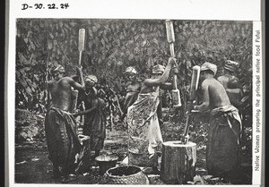 Native Women preparing the principal native food Fufu