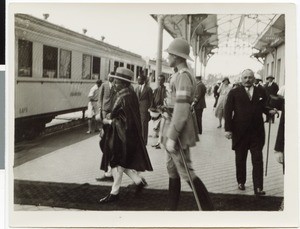 Welcoming committee at the station, Addis Abeba, Ethiopia, 1930