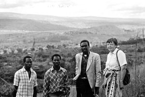 ELCT, Karagwe Diocese, Tanzania. Missionary and Parish Assistant Gudrun Vest with Rev. Tobya an