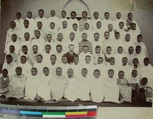 Teacher Jules Pochard together with his students, Betafo, Madagascar, 1899-05