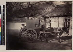 Horse drawn cabs, Beijing, China, ca. 1861-1864