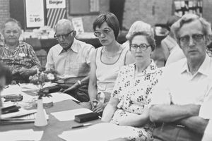 Representitatives 1982 North Nissum. From left, Erik Stidsen, Edel Stidsen, Karen Borgbjerg, Vi