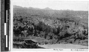 Aerial view of the city, Sendai, Japan, ca. 1920-1940