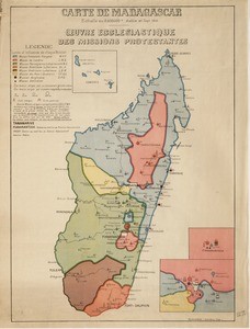 Map of Madagascar : ecclesiastical work of the Protestant missions