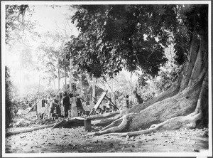 Construction of a school house, Gonja, Tanzania, ca. 1927-1938