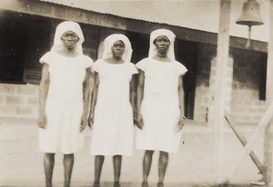 Three nurses (lepers), Nigeria, ca. 1932