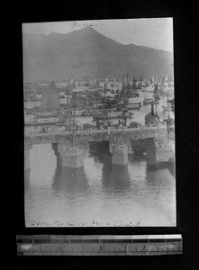 Boats and bridge on river, Fuzhou, Fujian, China, ca.1911-1913