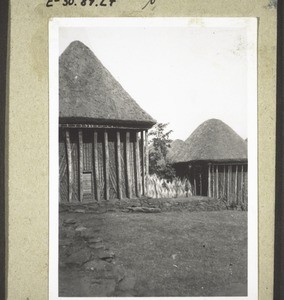 Carved pillars support the roof in the Chief's compound in Lakom