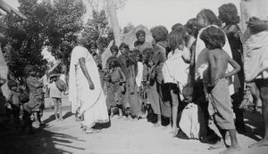 South Arcot District, India. Woman evangelist visiting a village. (Post card 1942)