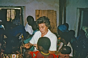 Missionary and Nurse, Anna Stubkjær Borg, sent by DMS to Tanganyika/Tanzania, 1951-82. Here she