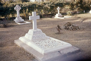 Missionary, Rev. Børge Frello's tombstone at Mardan. Together with family sent by Danish Patha