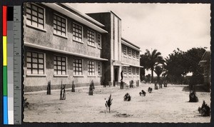 Seminary building before a dusty open courtyard, Brazzaville, Congo, ca.1920-1940