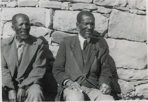 A tour in Seforong parish. Two old native evangelists (working) of this parish