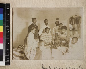 Family group indoors, Madagascar, ca. 1895