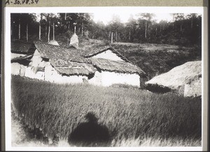 Houses of poor people near Nyenhang, roofed with tree-bark and straw