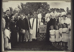 Ecksteinlegung zur Melparamba Kirche 27. Nov. 1910 durch Herrn Inspektor Frohnmeyer