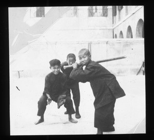 Boys playing baseball, China, ca. 1920-1940