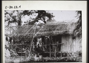 Building the hut in Nyasoso, Cameroon