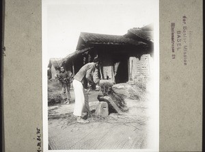 Bauer beim Ausschlagen des Reises