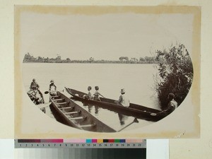 Andevoranto River, canoes (lakana), Andevoranto, Madagascar, ca.1895