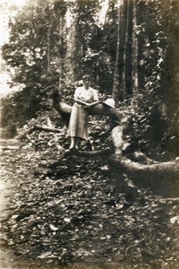 Mrs. Christen in the forest, in Gabon