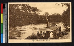 Missionary father on steamboat, Congo, ca.1920-1940