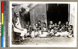 Schoolboys with their teacher, Vārānasi , India, ca. 1920