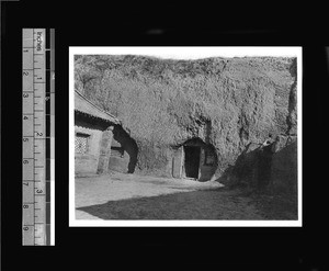 Dug-out cave home, Gansu Province, China, ca.1926