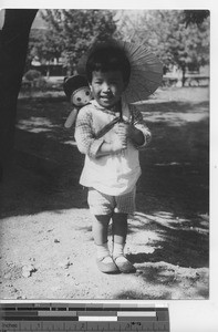 A child who attends the Japanese mission at Fushun, China, 1935