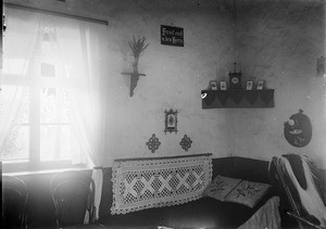 Corner of a room with a daybed, Tanzania, ca.1893-1920