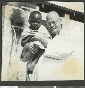 Dr Irvine and child patient, Chogoria, Kenya, ca.1955