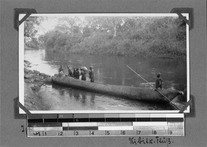 Dugout canoe on the Kiwira River near Ipanya, Tanzania, ca.1929-1930