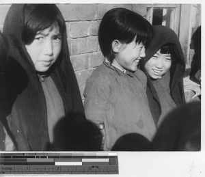 Children on their way to chapel at Fushun, China, 1937