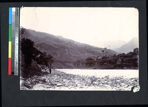 Rope suspension bridge, Sichuan, China, ca.1900-1920