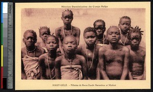 Ten girls from the Zande, Barambo, and Makere tribes, Congo, ca.1900-1930