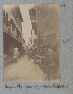 Street in Mombasa with Indian merchants, Mombasa, Kenya