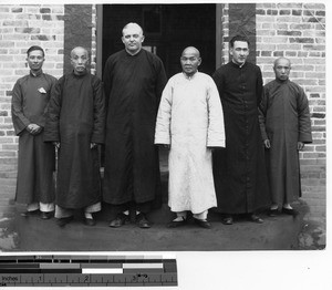 Fr. McRae and others at the mission in Dawan, China, 1933