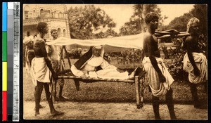 Mountain ride in litter, India, ca.1920-1940