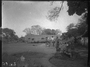 African people making bricks, Antioka, Mozambique, ca. 1916-1930