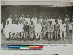 Bibel school students together with Thorvald Foss, Bethel, Morondava, Madagascar, 1935