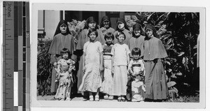 Maryknoll Sisters with St. Augustine's School pupils, Waikiki, Honolulu, Hawaii, February 1935