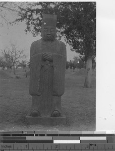 A statue at a cemetery at Chihli, China, 1909