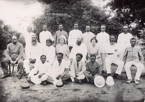 Mr and Mrs. Rusillon and their daughter, with their indigenous colleagues in Marovoay, Madagascar