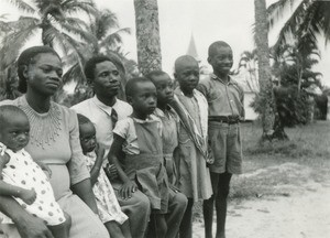 Menge with his family, in Baraka, Libreville, in Gabon