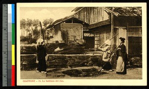 Threshing rice, Japan, ca.1920-1940