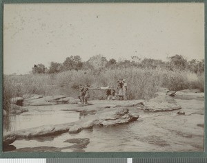 Stretchered across a river, Zambezia province, Mozambique, 23-29 July 1918