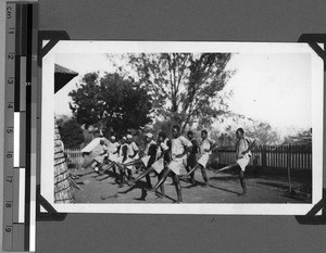 Morning exercises, Usoke, Unyamwezi, Tanzania, 1933